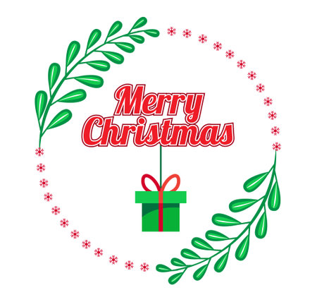 christmas circle border with gift vector illustrationのイラスト素材