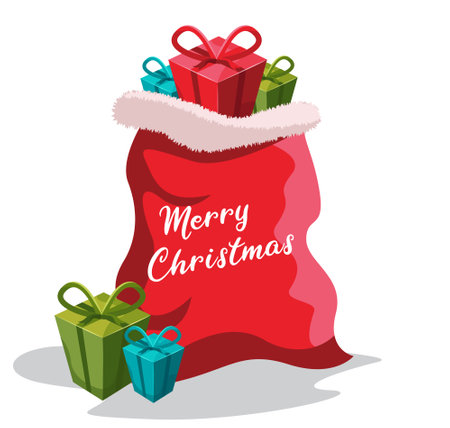 santa claus gift bag vector illustrationのイラスト素材