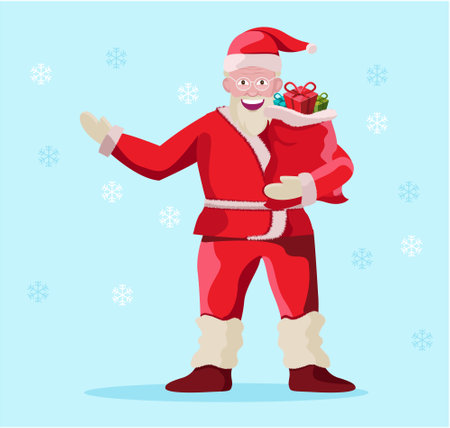 santa claus standing with gift vector illustrationのイラスト素材