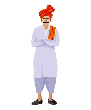 maharastrian man with feta and tilak standingのイラスト素材