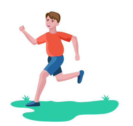 boy running or jogging vector illustrationのイラスト素材