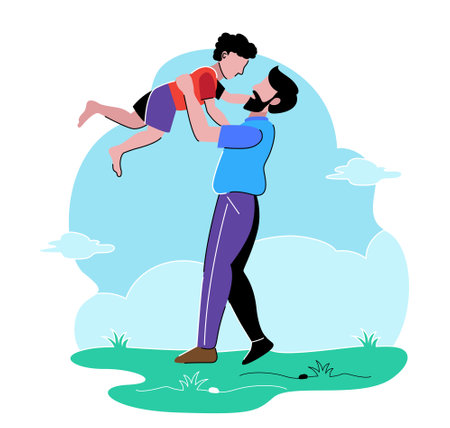 father lifting young son vector illustrationのイラスト素材