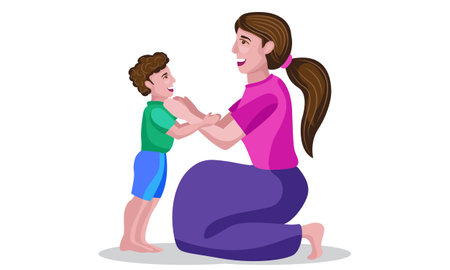 mother caring and loving kid vector illustrationのイラスト素材