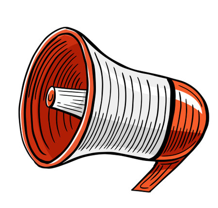 megaphone, loud speaker hand drawn engraved sketch drawing vectorのイラスト素材