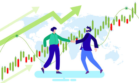 congratulating businessman with stock market growth vector illustrationのイラスト素材