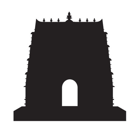 south indian temple silhouette vector illustrationのイラスト素材