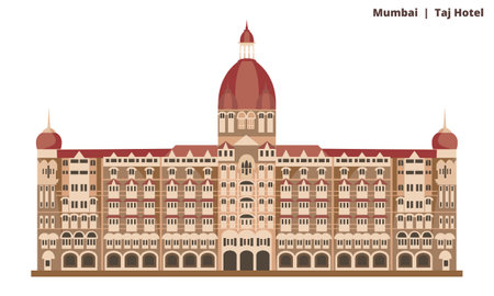Taj hotel Mumbai Bombay, famous historical icon vector illustrationのイラスト素材