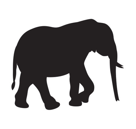 african elephant walking silhouette vector illustration