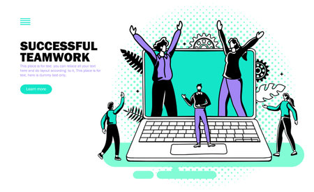 team celebrating success vectorのイラスト素材