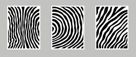 set of hand drawn modern abstract posters,bold black line patternのイラスト素材