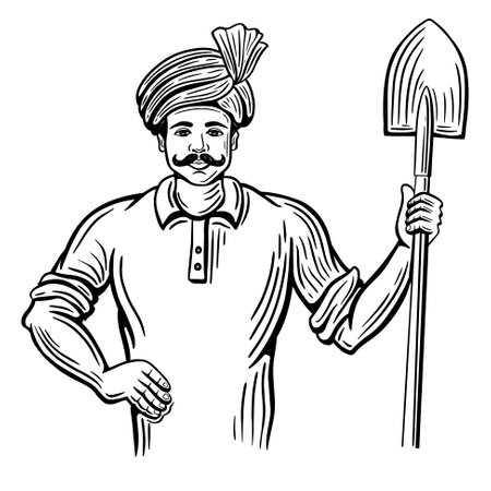indian farmer portrait vector illustrationのイラスト素材