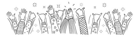 hands celebrating and clapping hand drawn vectorのイラスト素材