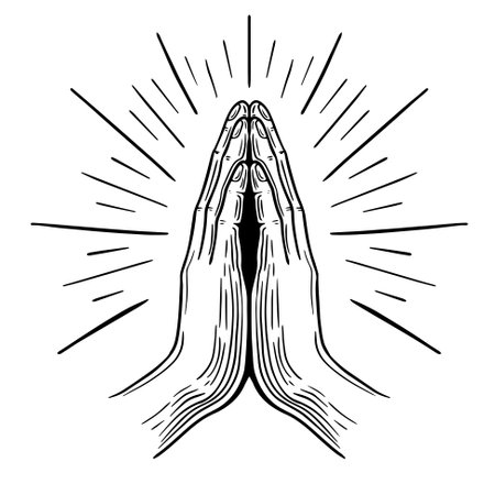 hand drawn praying hands vectorのイラスト素材