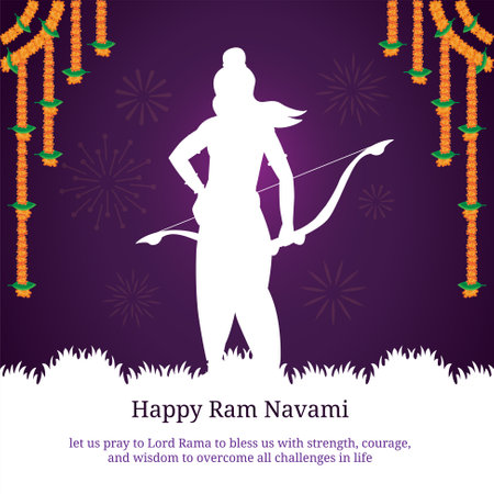 happy ram navami india festival greeting vectorのイラスト素材
