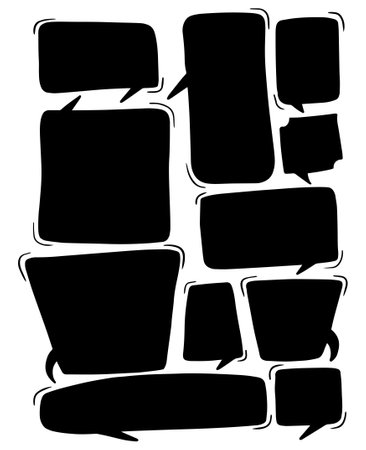 hand drawn Set of speech dialogues, comic style speaking bubblesのイラスト素材