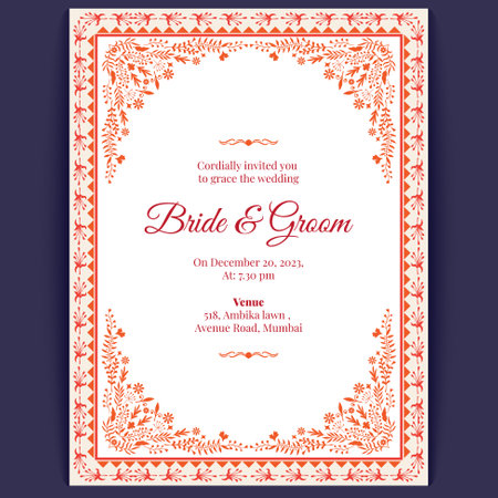 royal indian wedding card design, invitation templateのイラスト素材