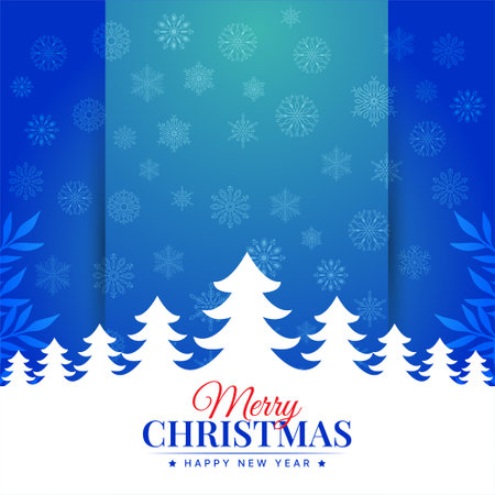 merry christmas tree greeting on blue snowflake backgroundのイラスト素材