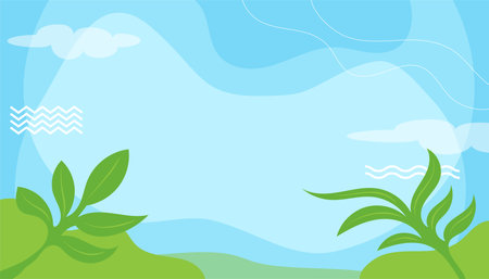 abstract plant leaf landscape memphis style background vectorのイラスト素材