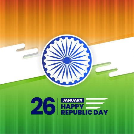 26 january republic day of india celebration greeting with indian flag vectorのイラスト素材
