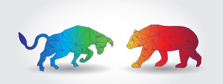 triangular bear and bull fight stock market vectorのイラスト素材