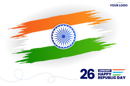 26 january republic day of india celebration with indian flagのイラスト素材