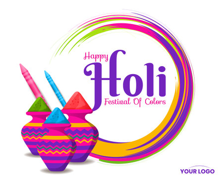 colorful happy holi hindu festival celebration background greeting with color splash vectorのイラスト素材