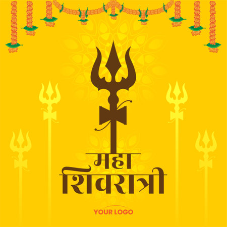 Maha Shivratri festival celebration blessing card design background template with trishul vectorのイラスト素材