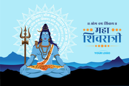 religious Maha Shivratri festival blessing card design template vectorのイラスト素材