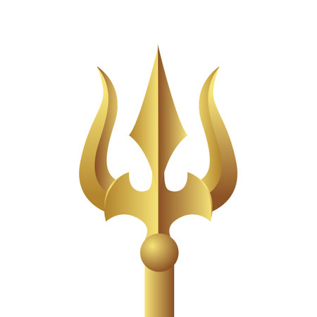 lord shiva weapon golden trishul vector illustrationのイラスト素材