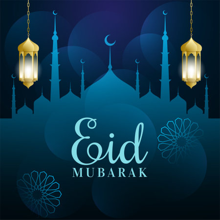 ramzan mubarak with islamic structure mosque and lantern design background vectorのイラスト素材