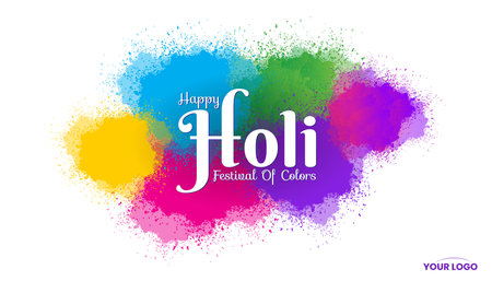 colorful happy holi hindu festival celebration greeting with color splash vectorのイラスト素材