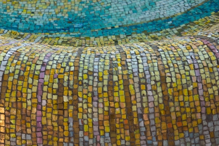 Mosaic tiles pattern in yellow, gold, blue and related colors