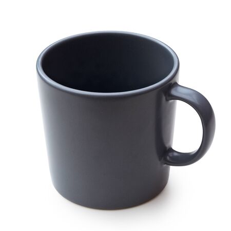 Empty blue-grey ceramic mug isolated on white.の写真素材