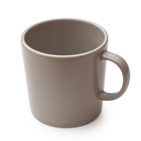 Empty grey ceramic mug isolated on white.の写真素材