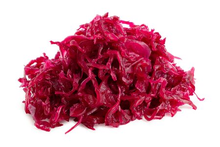 Pile of red sauerkraut isolated on white.の写真素材