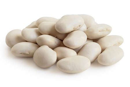 Pile of white beans isolated on white.の写真素材