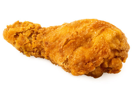 Crispy fried chicken drumstick isolated on white.の写真素材