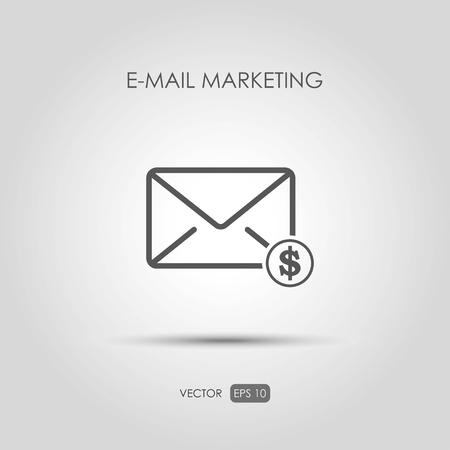 Copywriting icon "E-mail marketing" in linear style. Vector illustrationのイラスト素材