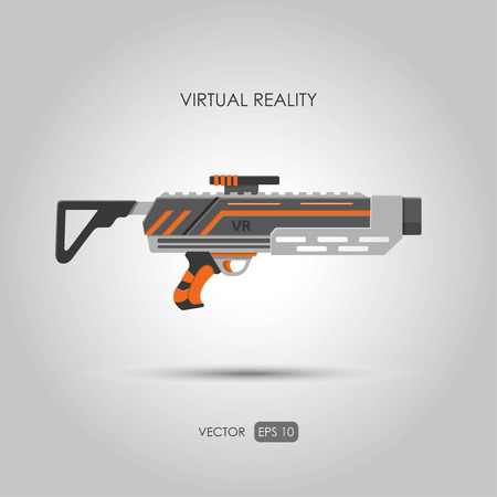 Missile. Gun for virtual reality system. Video game weapons. Video game guns. Vector illustrationのイラスト素材