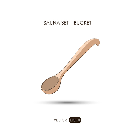 Backet. Sauna accessories on a white background. ?athroom items. Vector illustrationのイラスト素材