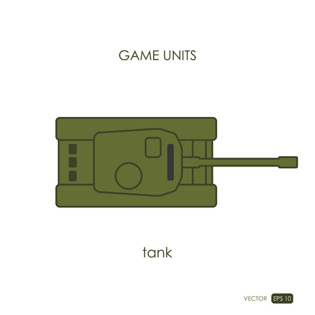 Tank on white background. Military icon. Game unit. Vector illustrationのイラスト素材