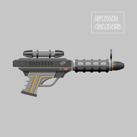 Star guns. Video game weapon. Virtual reality device. Rifle. Vector illustrationのイラスト素材