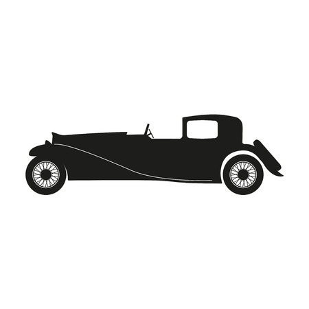 Black silhouette of a retro car on a white background . Vintage car. Vector illustrationのイラスト素材