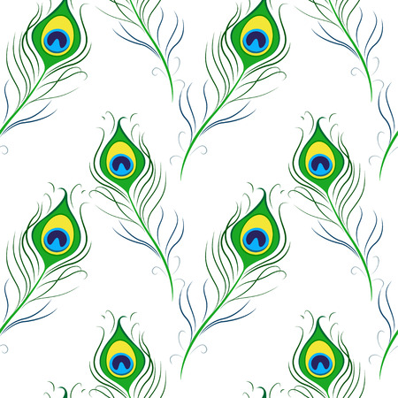 Seamless pattern with peacock feathers. Vector illustrationのイラスト素材
