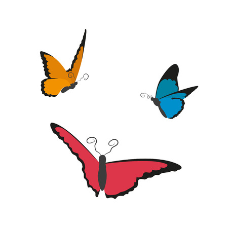 Image of flying butterflies on a white background. Vector illustrationのイラスト素材
