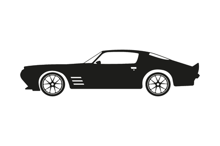 Black silhouette of a sports car on a white background. Vector illustrationのイラスト素材