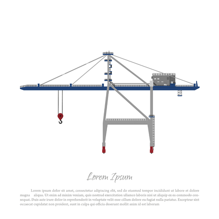 Port crane. Cargo lift for loading containers to the shipのイラスト素材