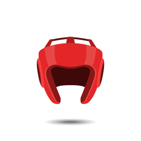 Red boxing helmet on a white background. Icon of the boxers equipment in realistic styleの写真素材