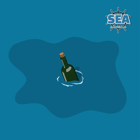 Bottle in water in isometric styleのイラスト素材