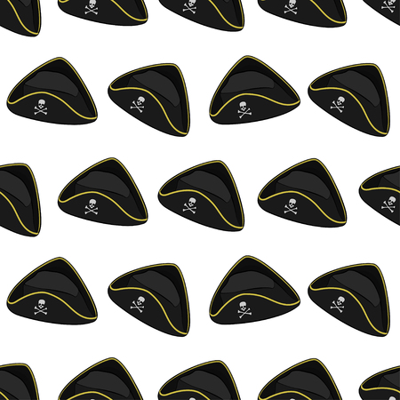 Pattern with pirate hat in isometric style.のイラスト素材